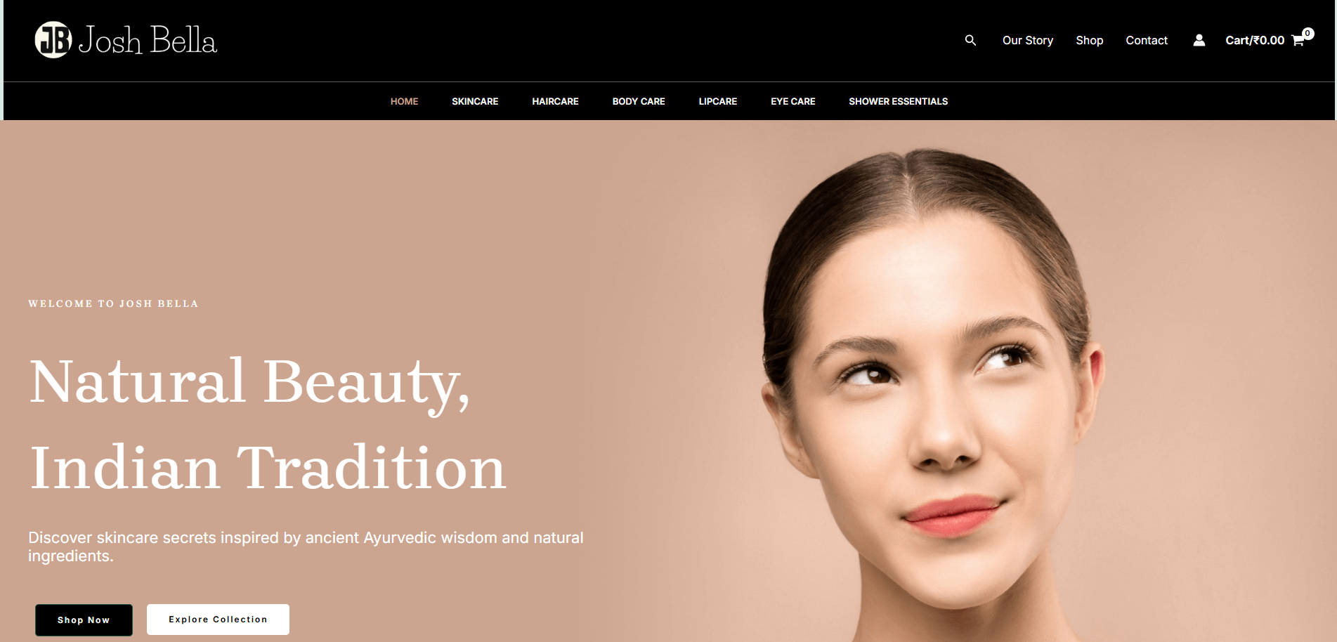 Josh Bella — premium skincare e-commerce site