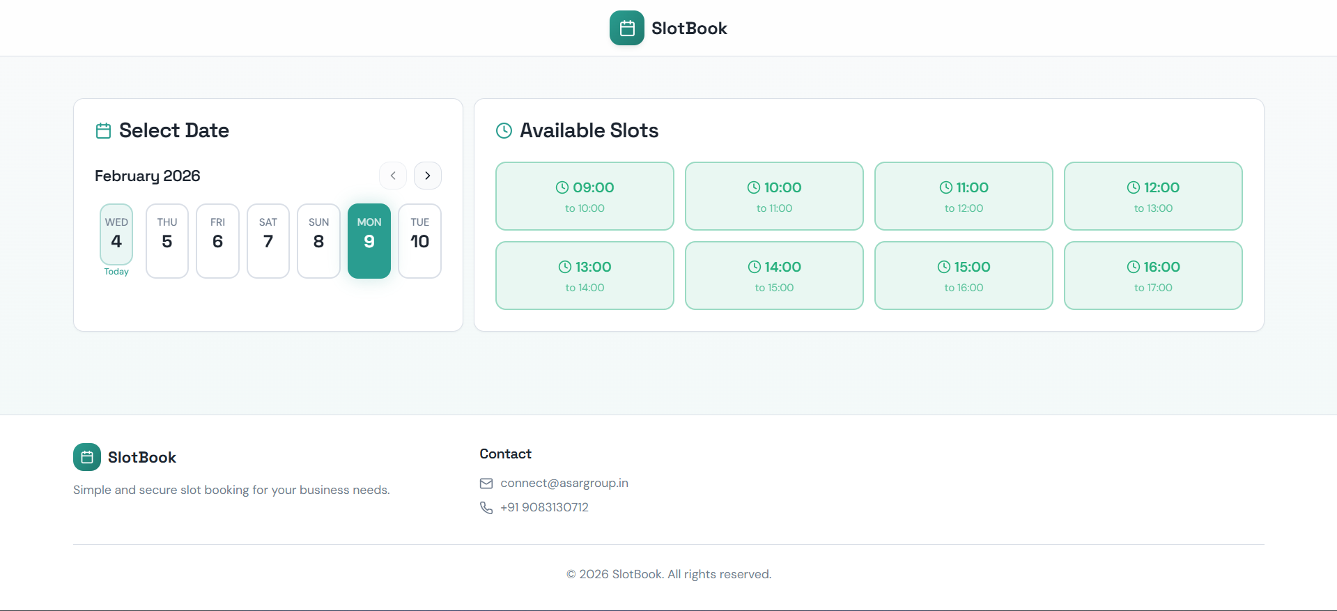 Meeting Slot Booking — consultation scheduling web app
